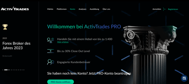 Professional Konto bei ActivTrades beantragen