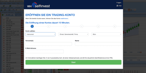 Kontoeröffnung bei WH Selfinvest