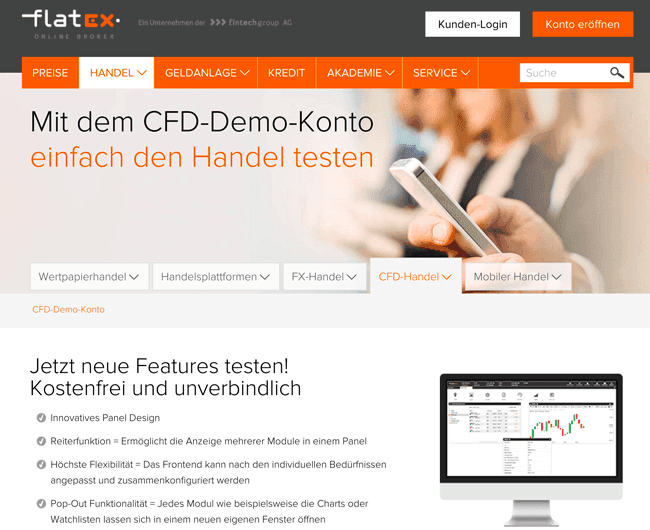 Einrichtung eines Demokontos bei Flatex