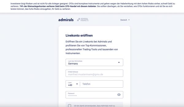 Konto bei Admiral Markets eröffnen
