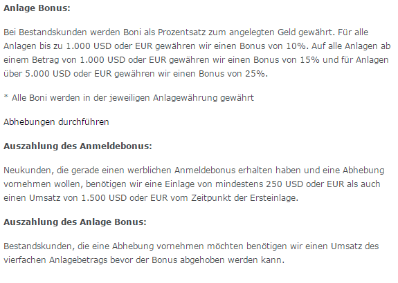 Bonusbedingungen bei TradeRush