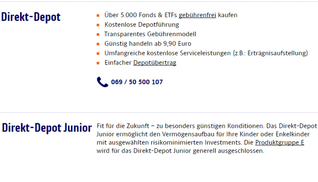 Vergleich Depotvarianten bei der ING Diba