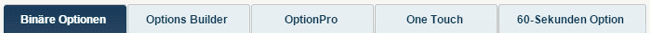 Handelbare Optionstypen bei TradeRush