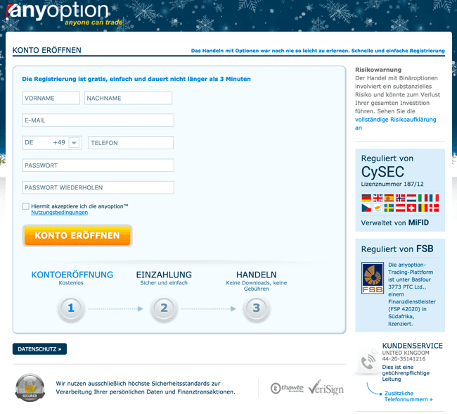 anyoption Mindesteinlage