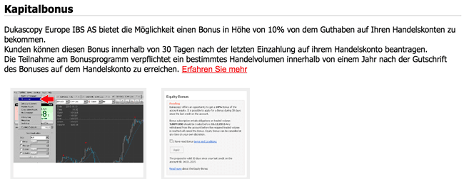 Dukascopy Kapitalbonus