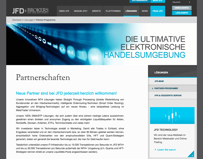 Partnerprogramme bei JFD Brokers