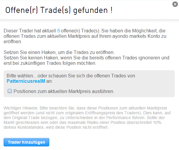 Offene Trades kopieren