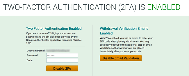2 Faktor Authentication bei Poloniex
