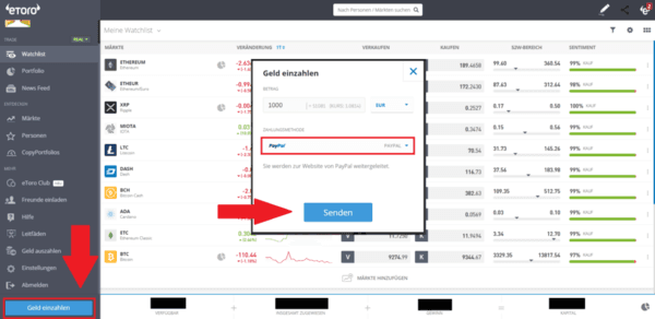 eToro Geld Einzahlen