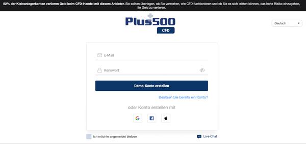 Plus500 Kontoeröffnung