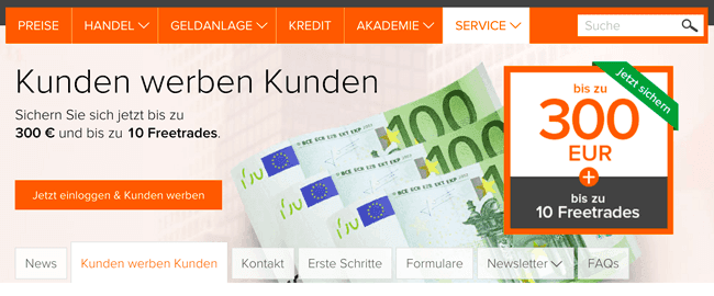 flatex Bonus durch Freundschaftswerbung