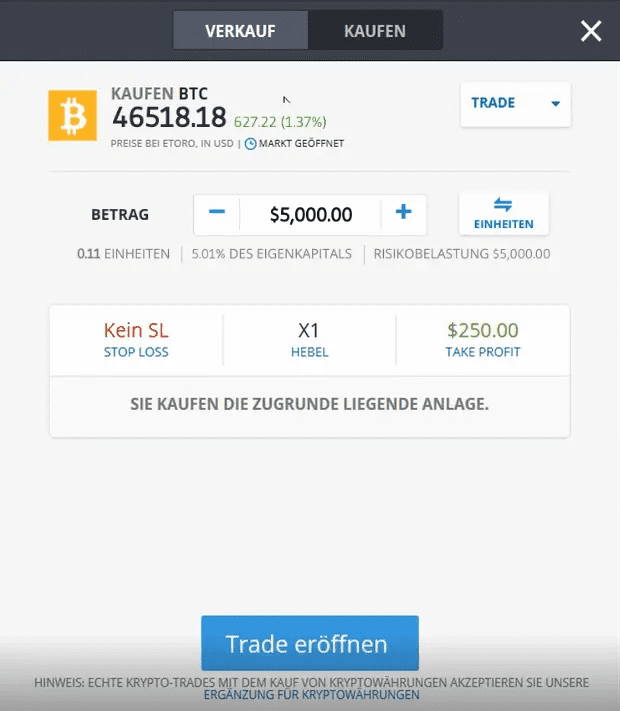 Bitcoin kaufen eToro